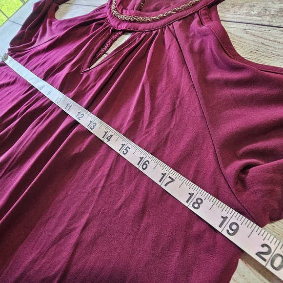 Tempted Hearts Burgundy Long Sleeve Cold Shoulder Lace Shirt Size Large - Picture 14 of 15